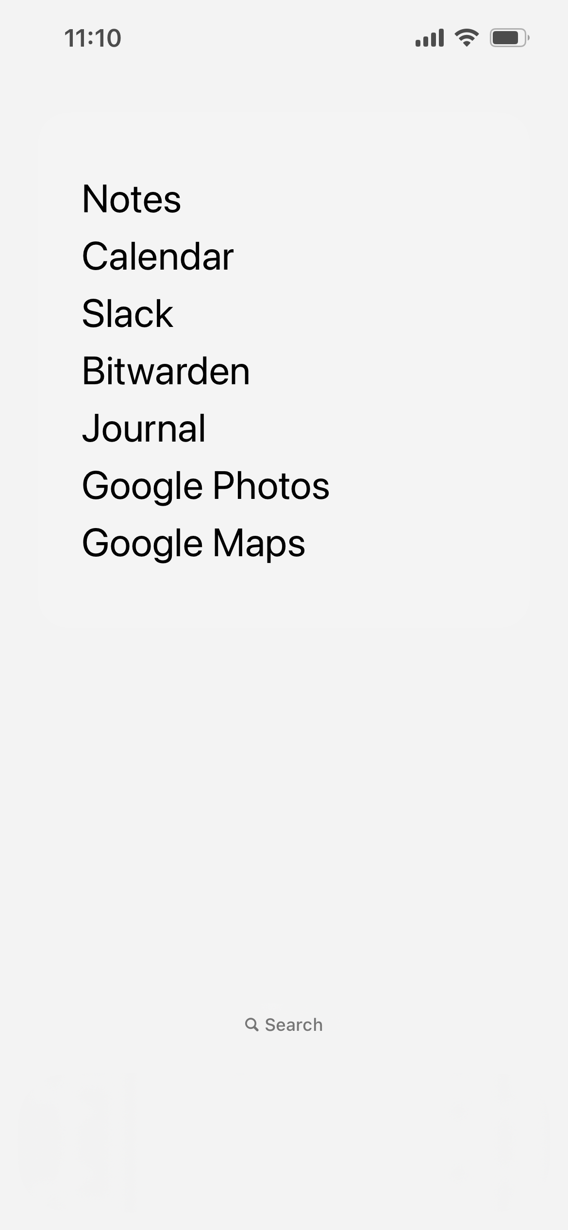 A minimal homescreen for my dumbed-down iPhone